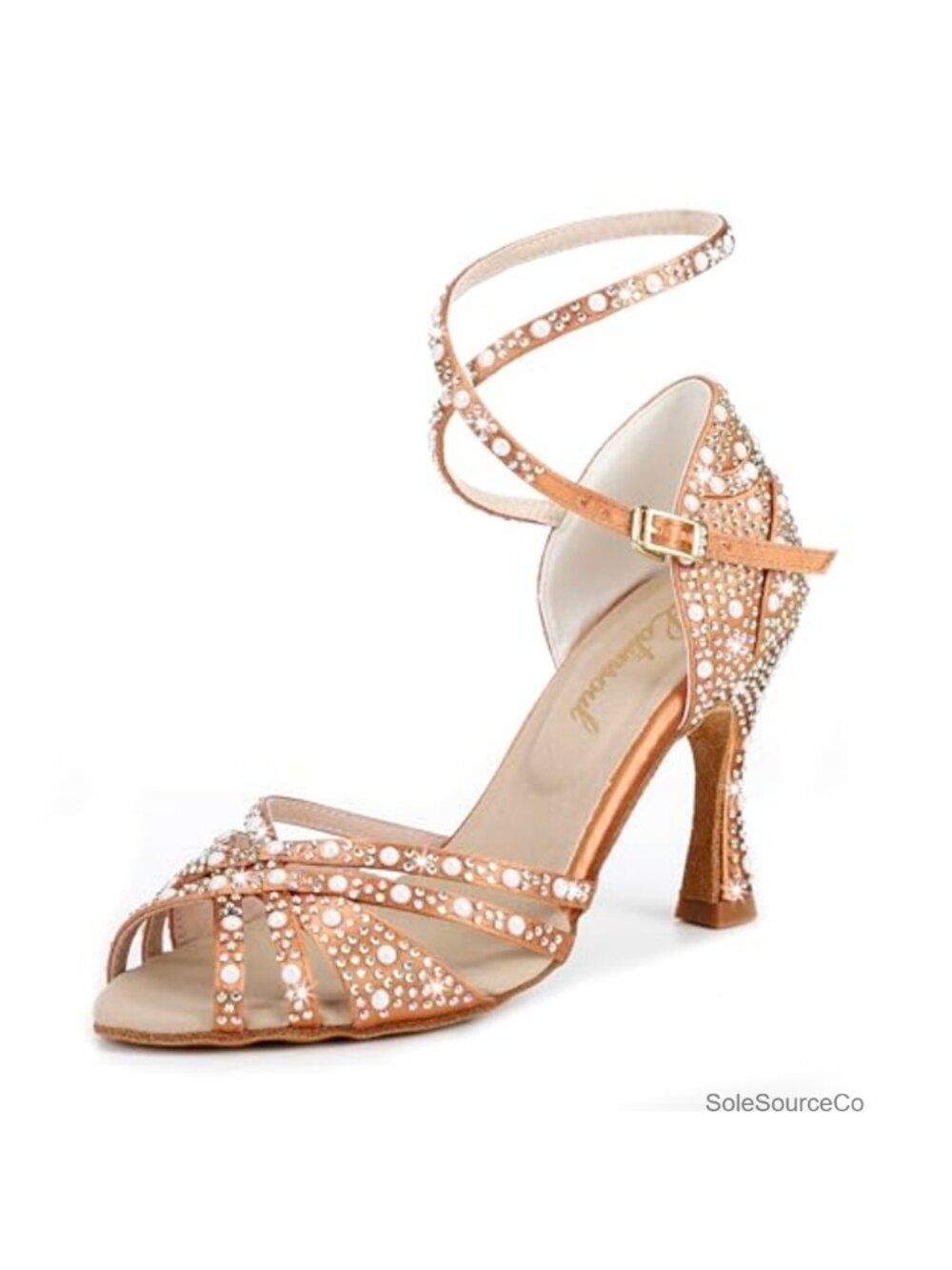Women's Sparkly Crystal Rhinestone Latin Dance Heels Adjustable Ankle Strap